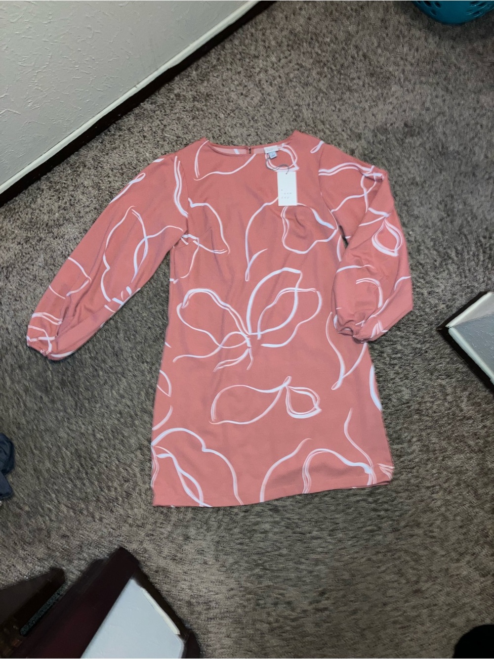 a new day Coral Pink Floral-Print Long Sleeve Shift Dress - Picture 1 of 2